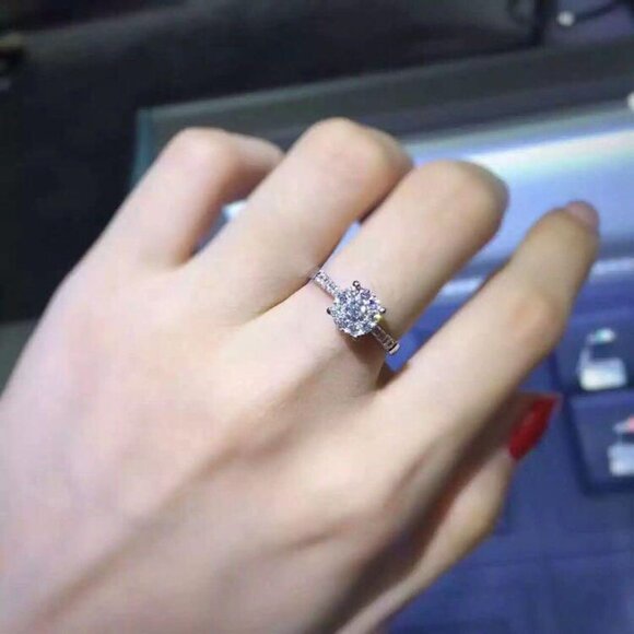 ▶Dainty Engagement 925 Sterling Silver Plated Beautiful Ring for Women, L009